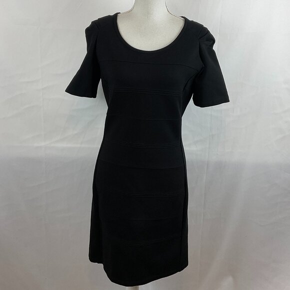 Maison Scotch The Little Black Dress 3 US 10 Short Sleeve Texture Stripe Detail - Picture 1 of 12